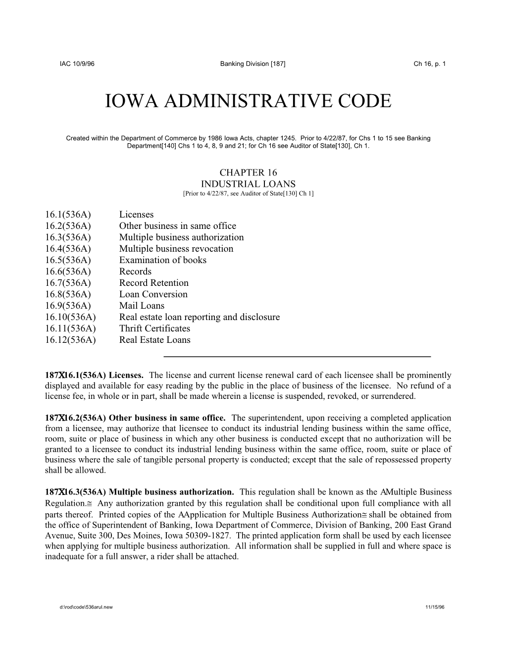 Iowa Administrative Code