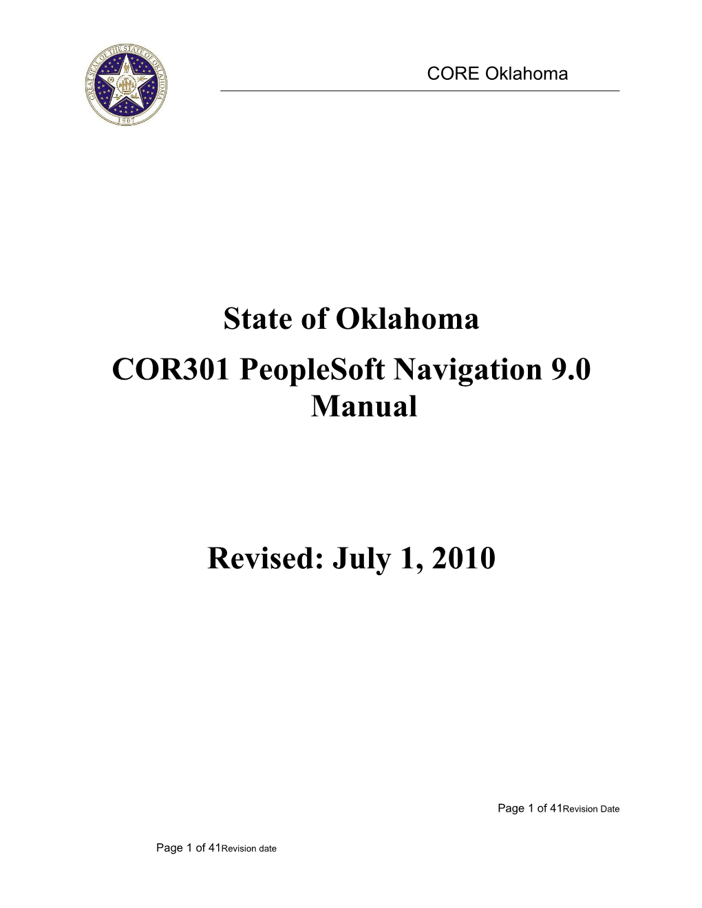 COR 301 Navigation Training Manual