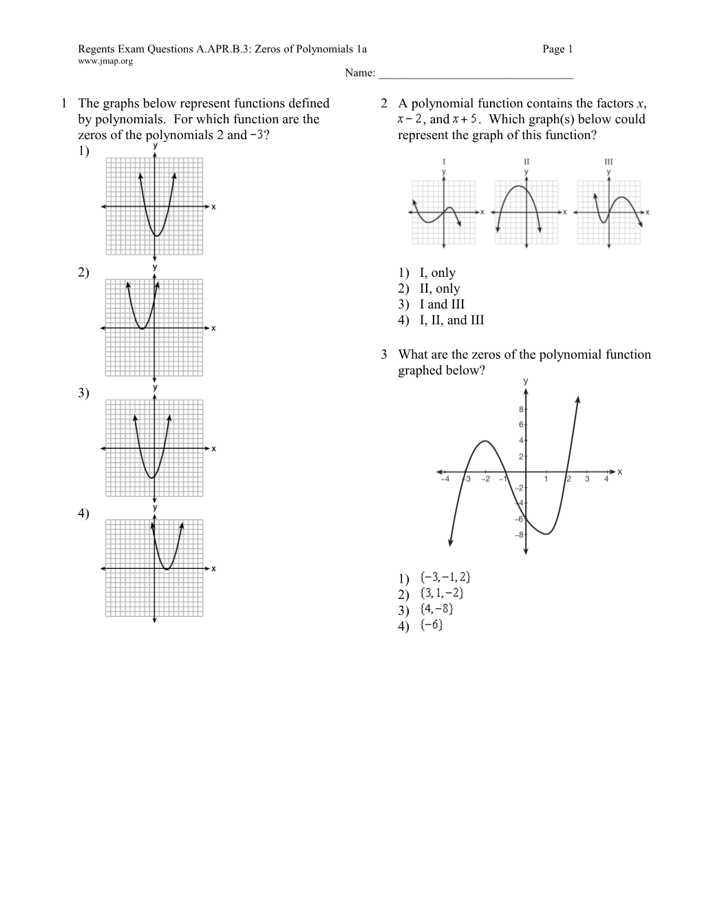 Regents Exam Questions A.APR.B.3: Zeros of Polynomials 1A Page 4