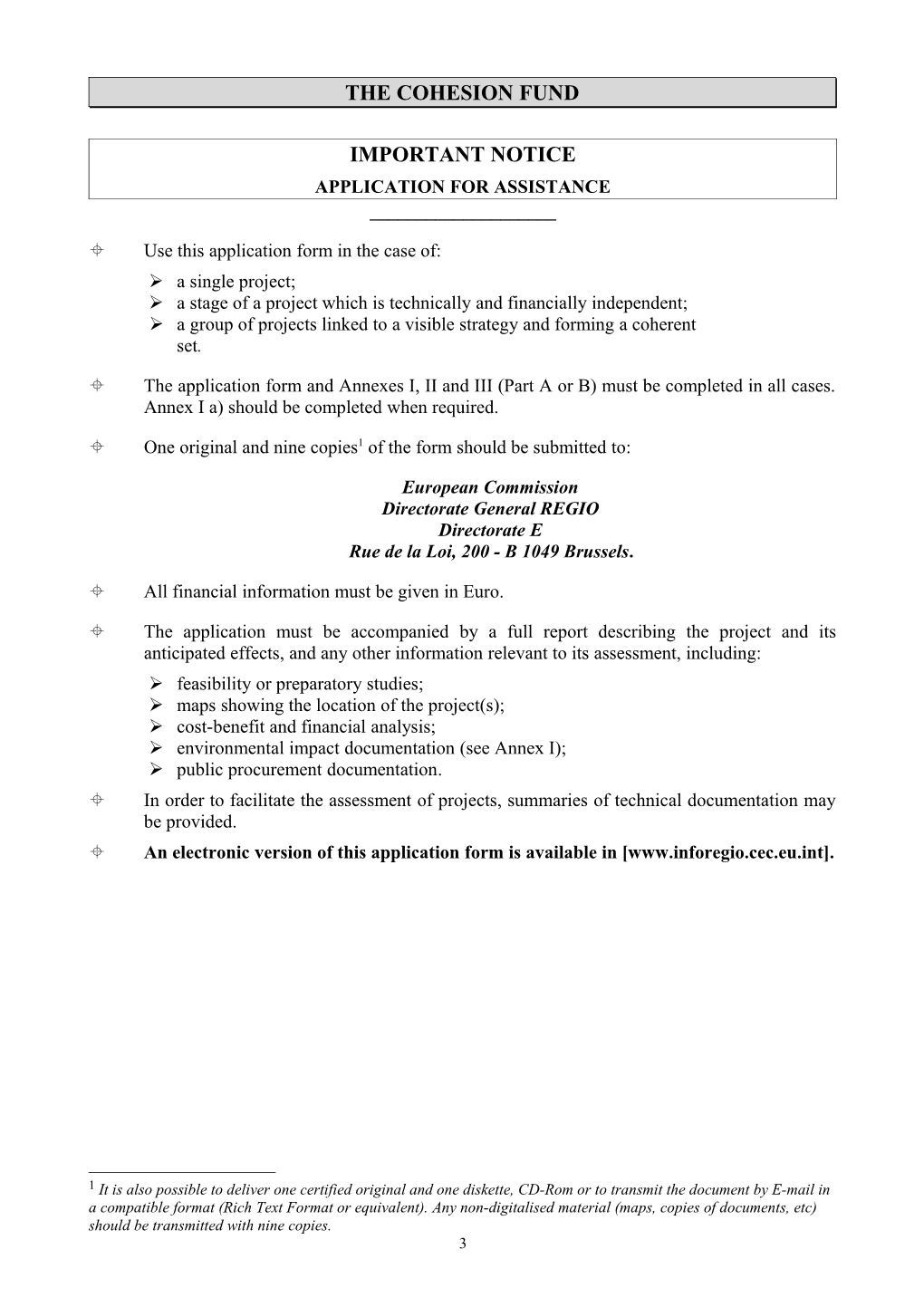 Wniosek O Dofinansowanie Z Funduszu Spójności - Wersja Z 29 Sierpnia 2005 R. (Wersja Angielska)
