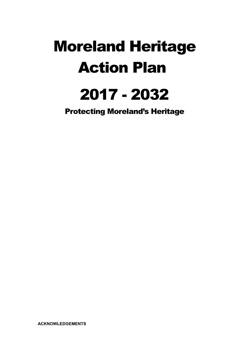 Moreland Heritage Action Plan