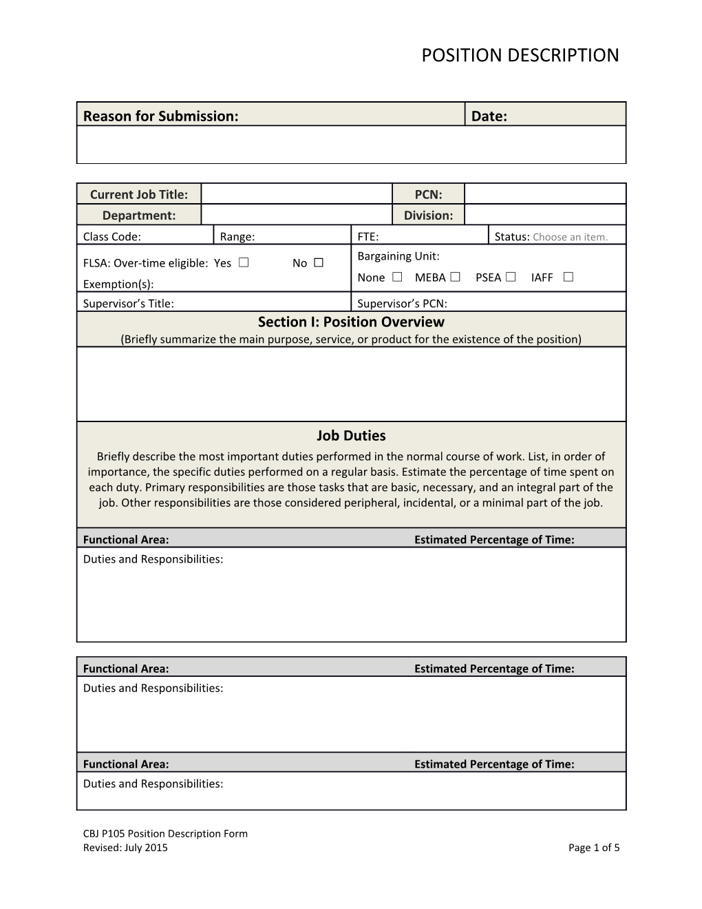 CBJ P105 Position Description Form