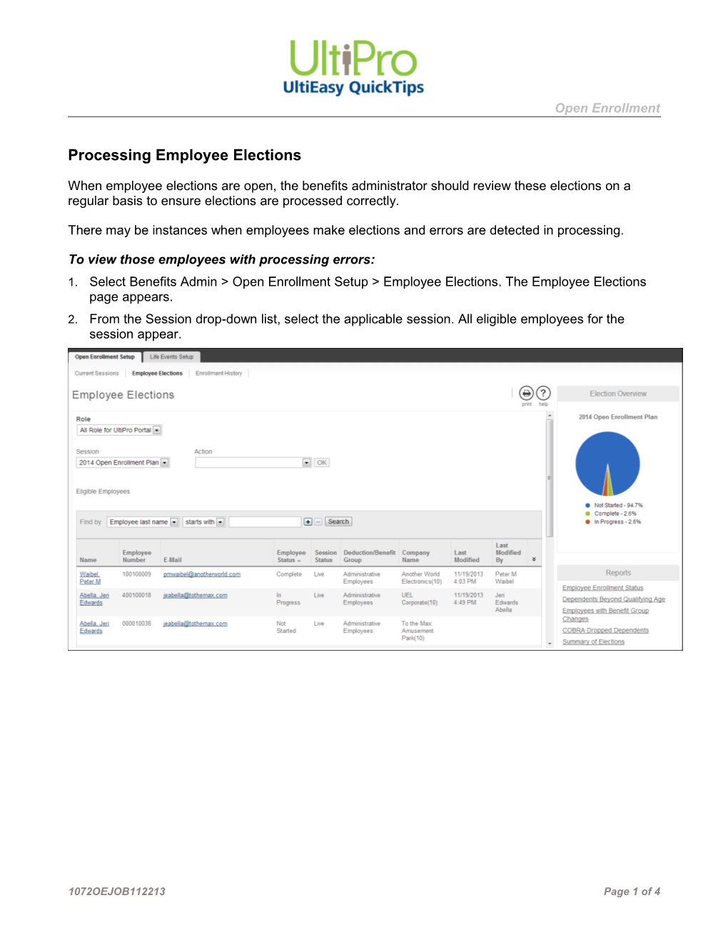 Processing Employee Elections