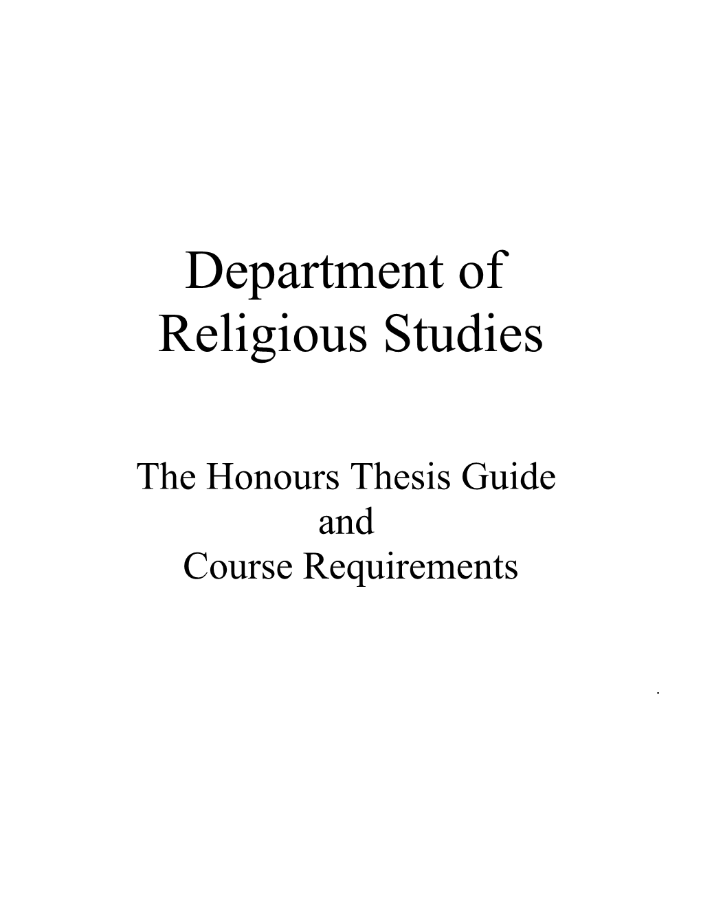 Honors Thesis/Project Handbook
