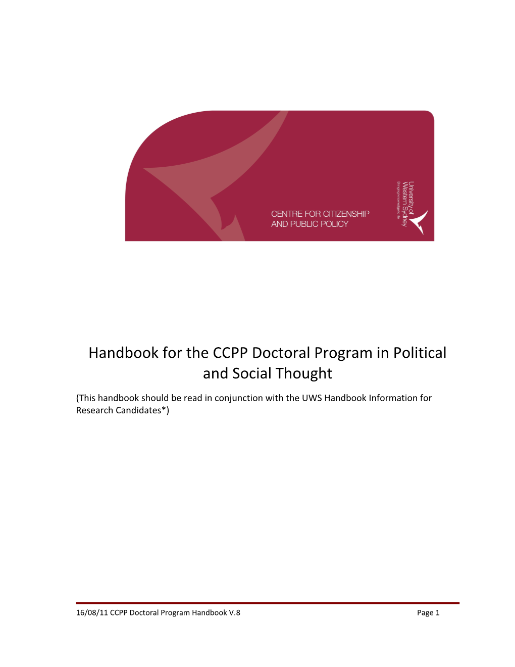 Handbook for CCPP Doctoral Program