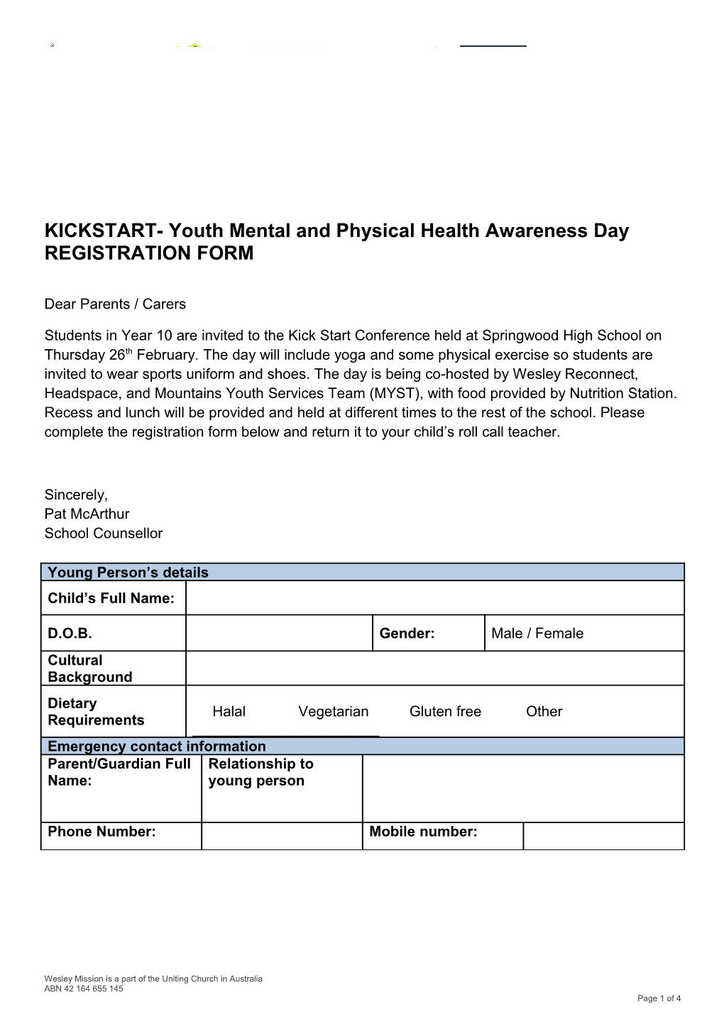 KICKSTART- Youth Mental and Physical Health Awareness Day