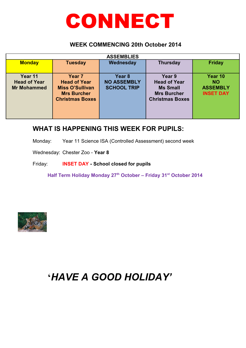 What Is Happening This Week for Pupils