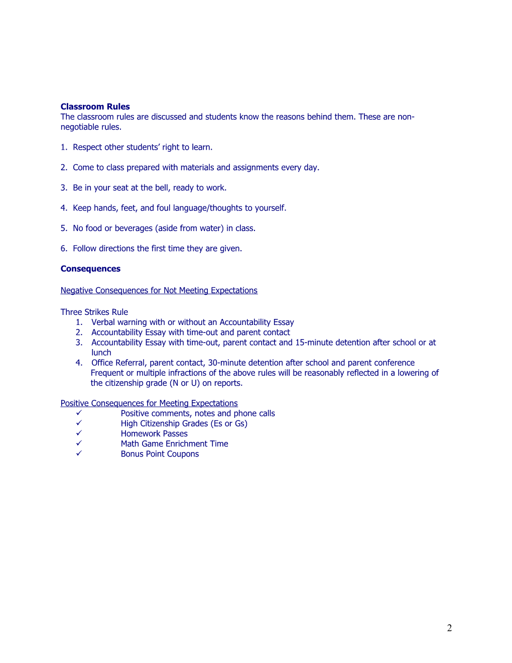 Pershing Middle School Team Guidelines
