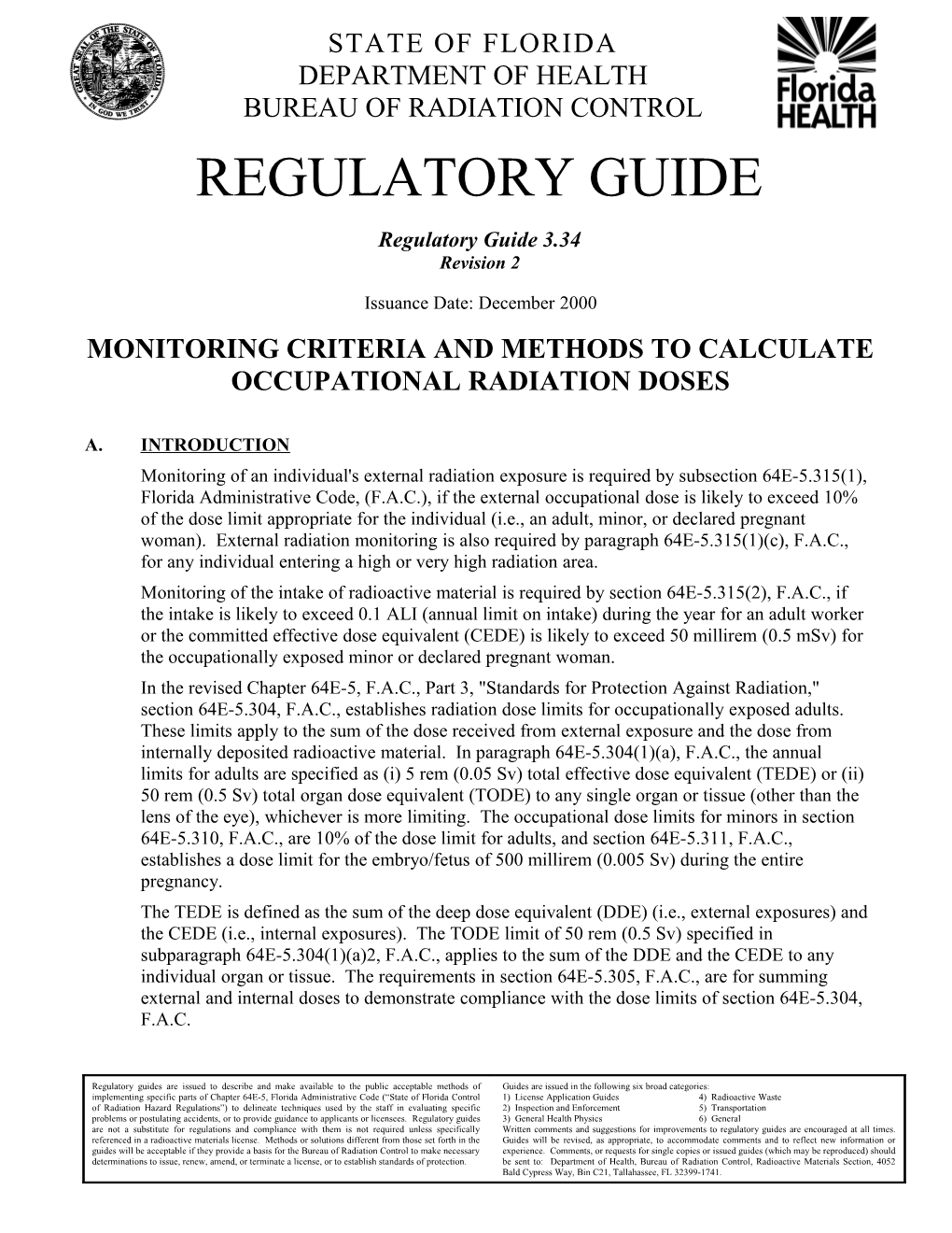 Regulatory Guide 3.34 Revision 2