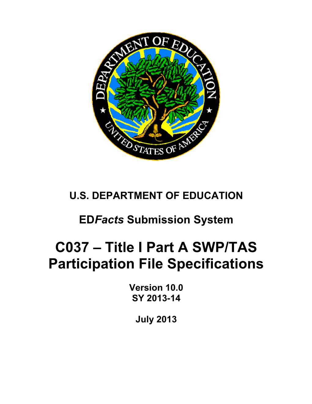 Title I SWP/TAS Participation File Specifications