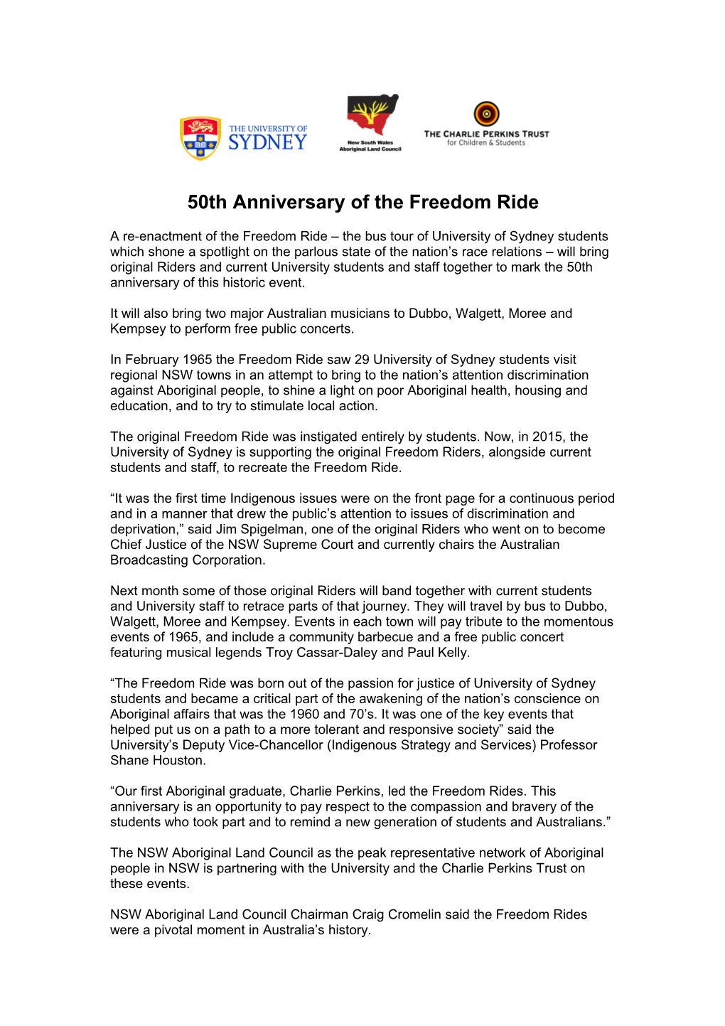 50Th Anniversary of the Freedom Ride