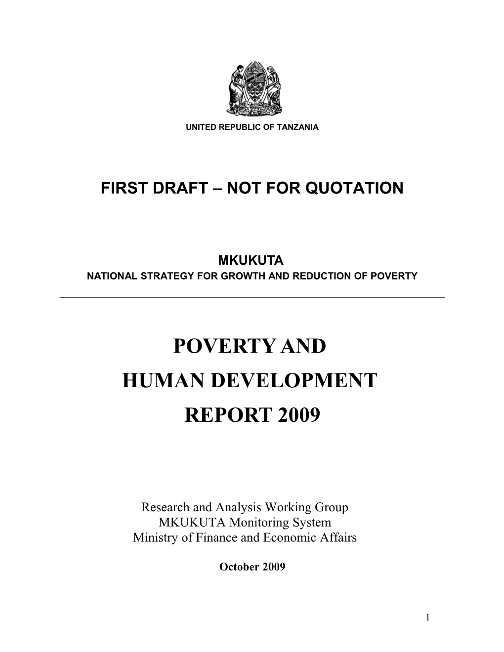 National Strategy for Growth and Reduction of Poverty