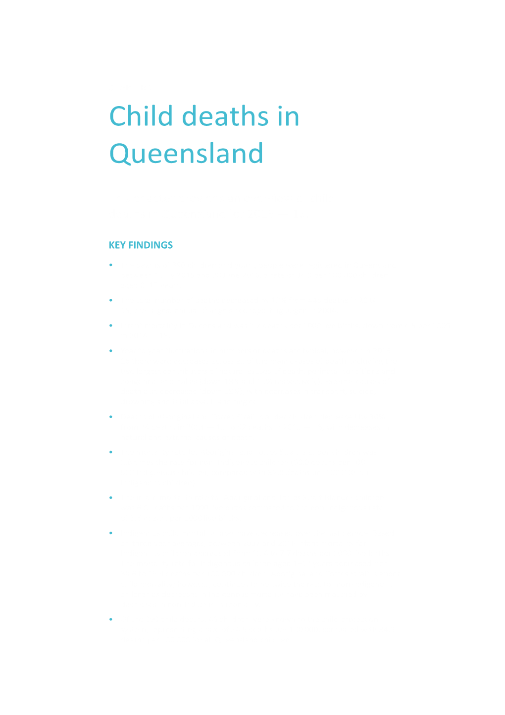Deaths of Children and Young People Queensland - Annual Report 2015 2016