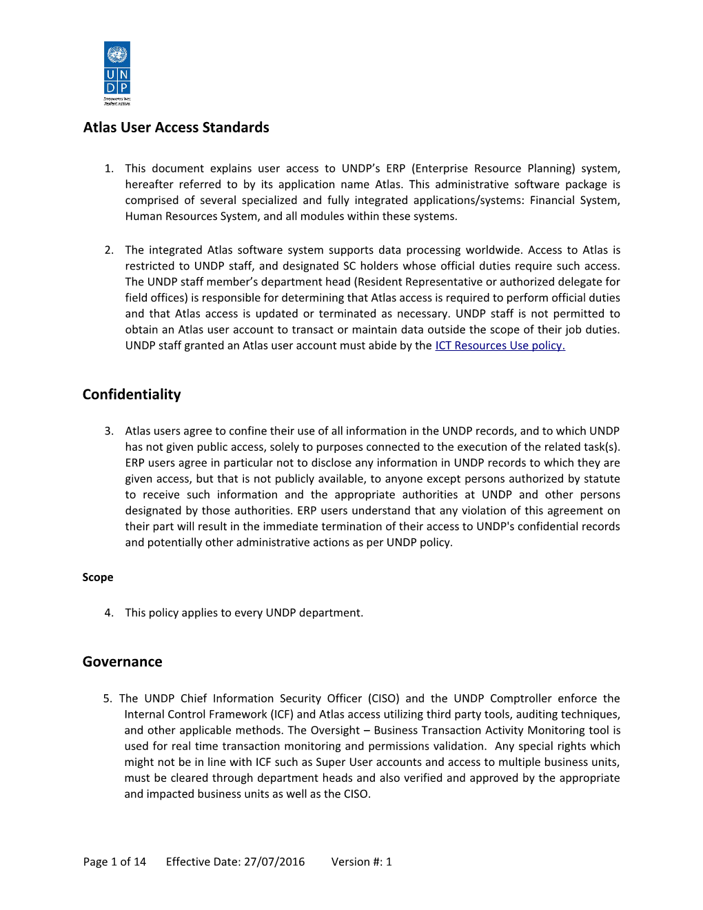 Atlas User Access Standards