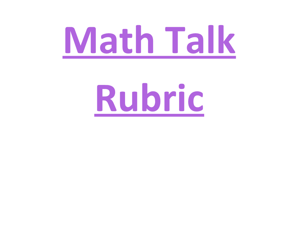 Math Talk Rubric