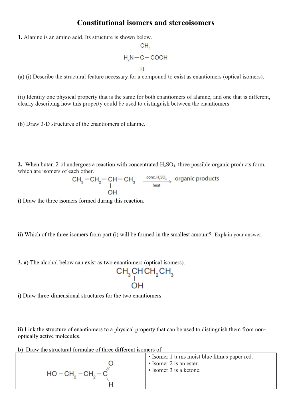 Constitutional Isomers and Stereoisomers