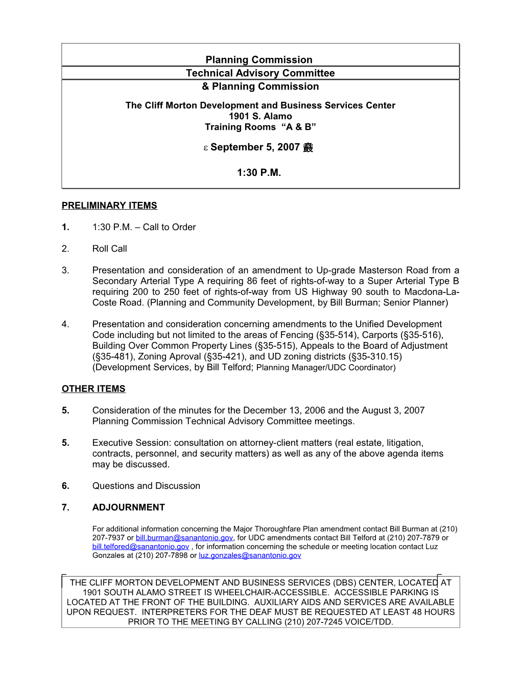 Planning Commission Technical Advisory Committee