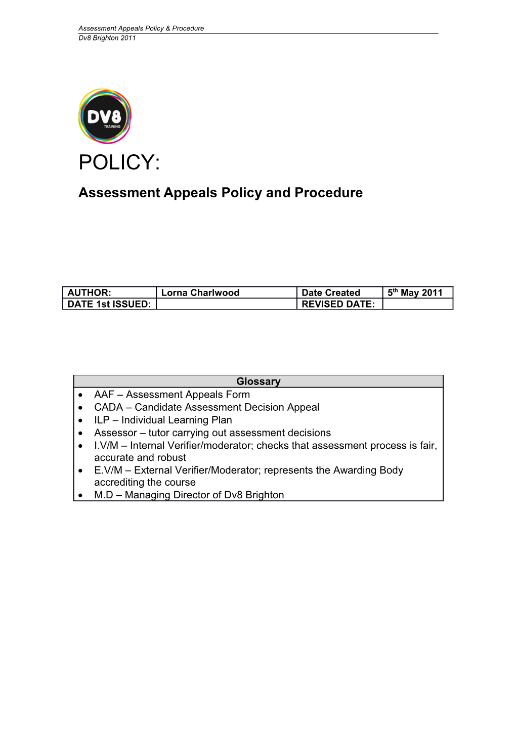 Assessment Appeals Policy and Procedure