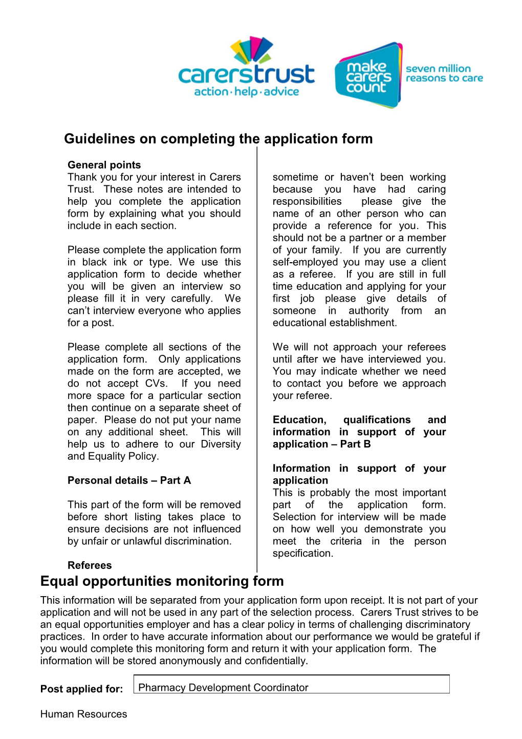 Equal Opportunities Monitoring Questionnaire