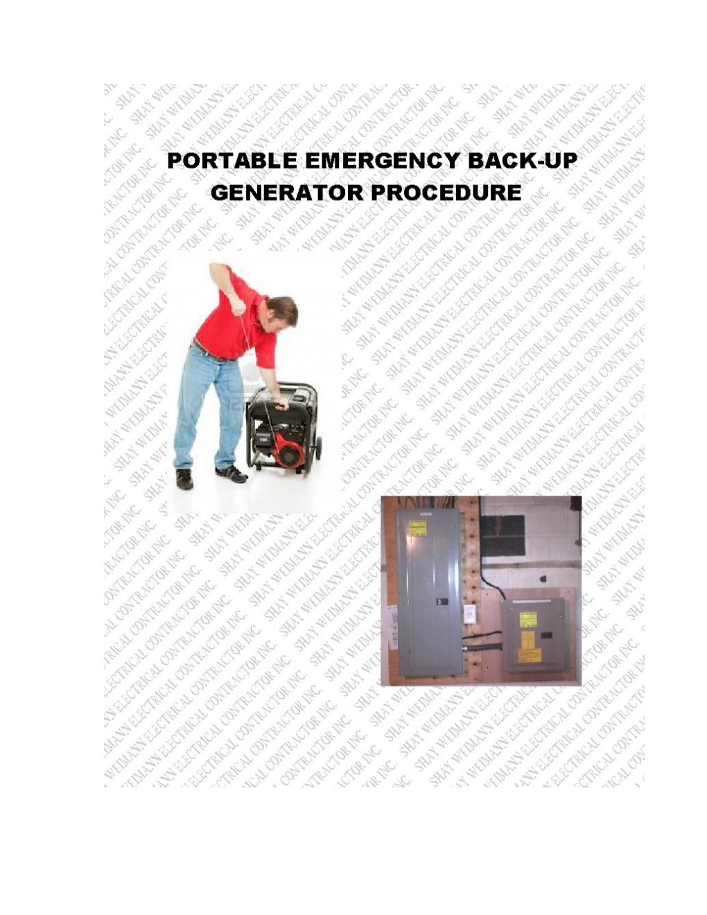Portable Emergency Back-Up Generator Procedure