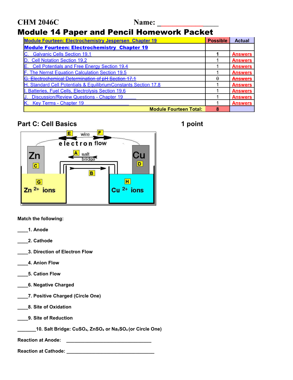 Module 14 Paper and Pencil Homework Packet