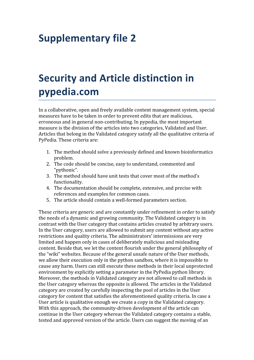 Security and Article Distinction in Pypedia.Com
