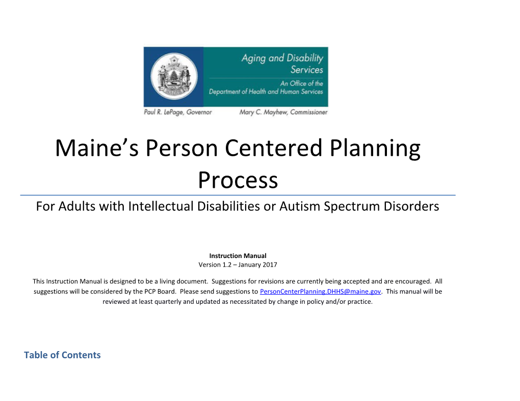 Maine S Person Centered Planning Process