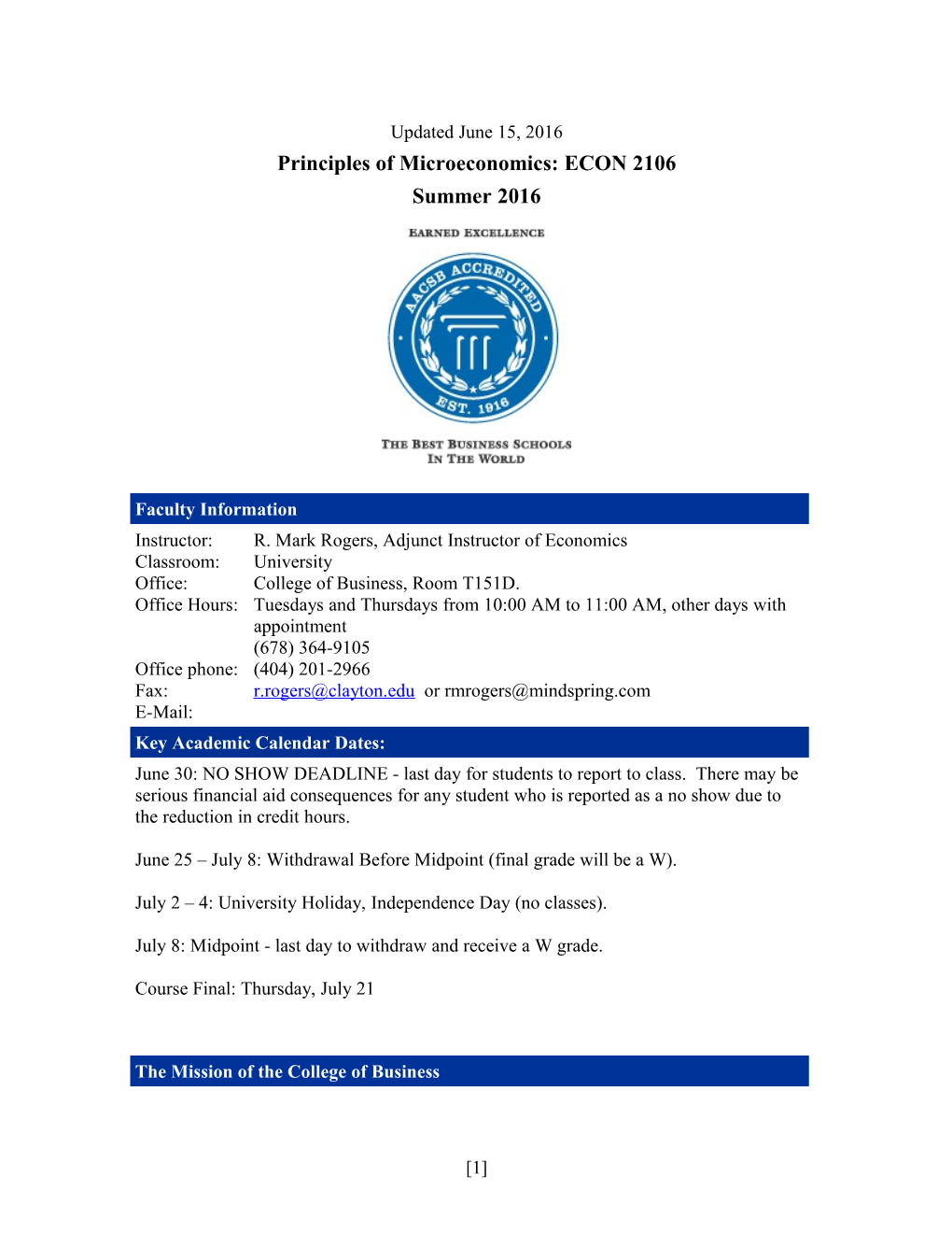 Principles of Microeconomics: ECON 2106