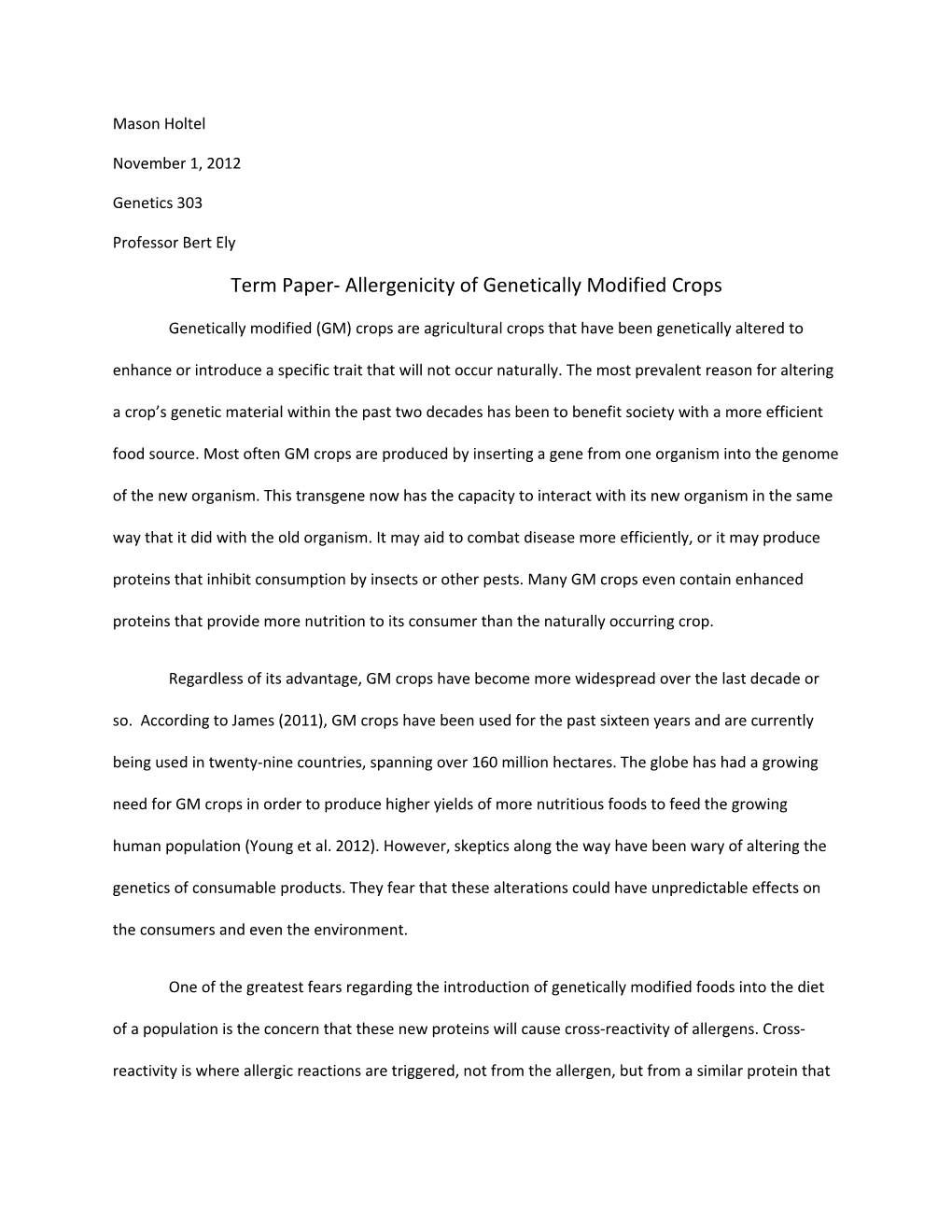 Term Paper- Allergenicity of Genetically Modified Crops