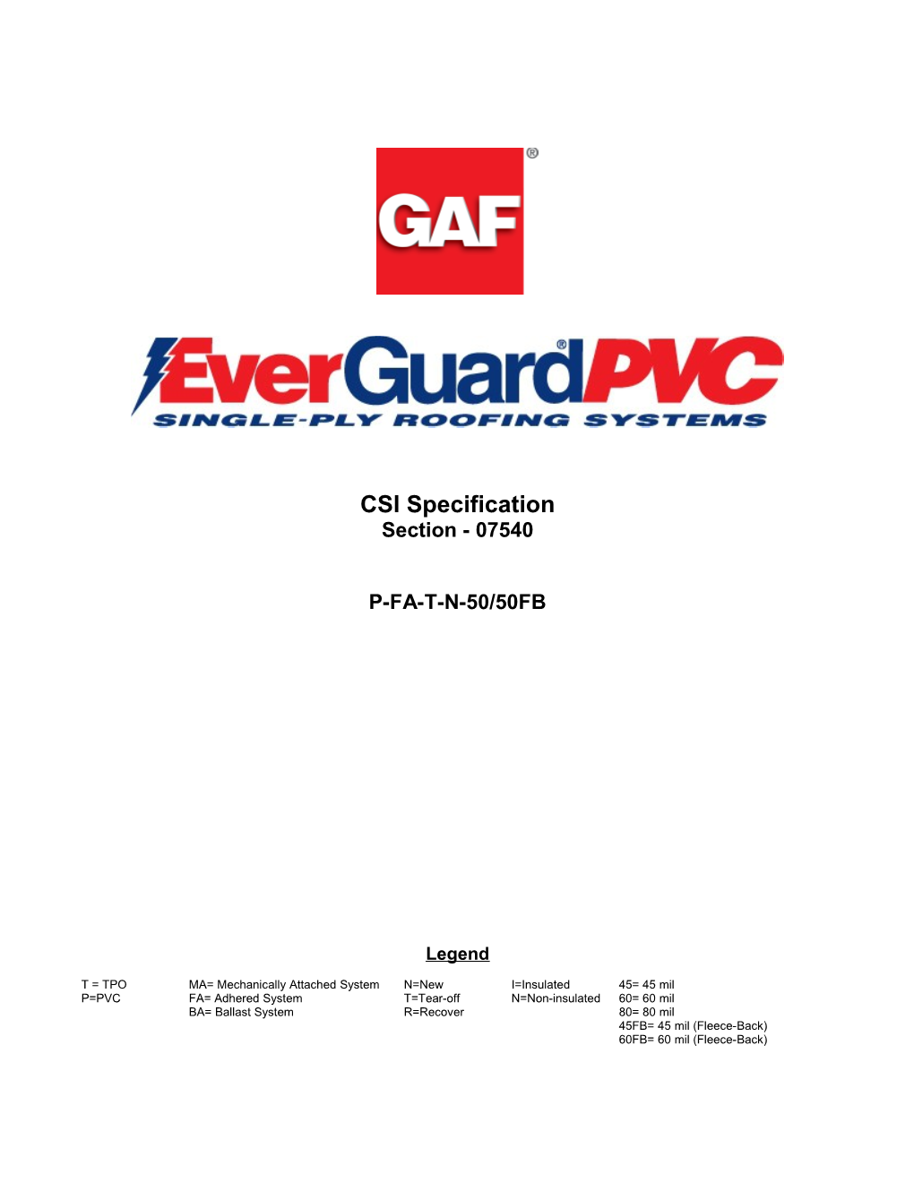 Gafeverguard Pvc Specification