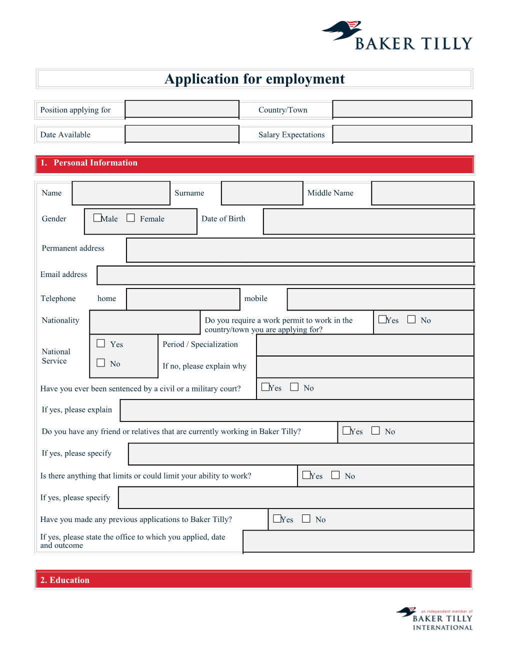 Application for Employment s70