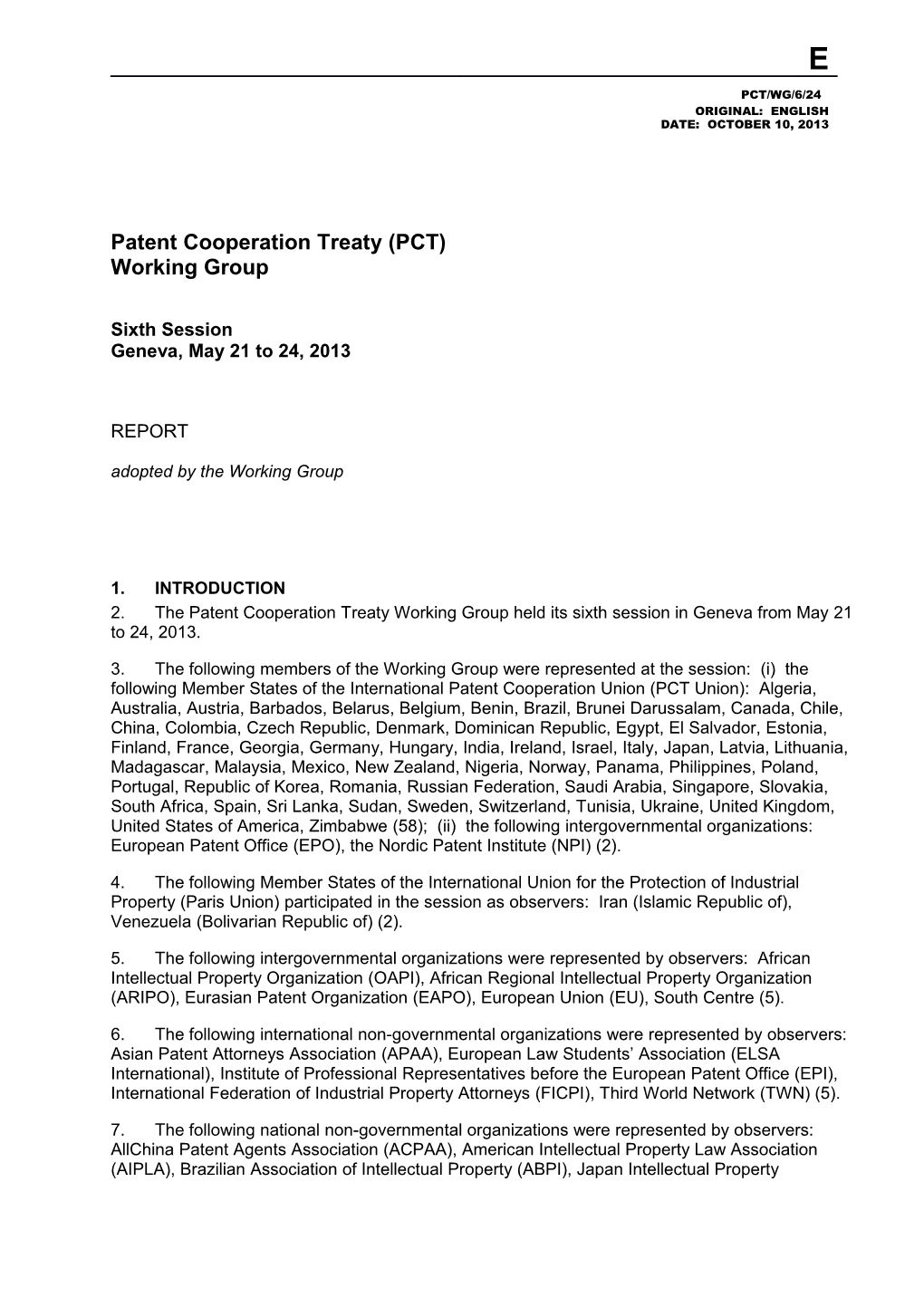 Patent Cooperation Treaty (PCT)
