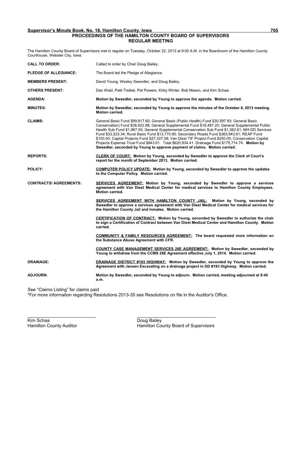 Proceedings of the Hamilton County Board of Suervisors s3