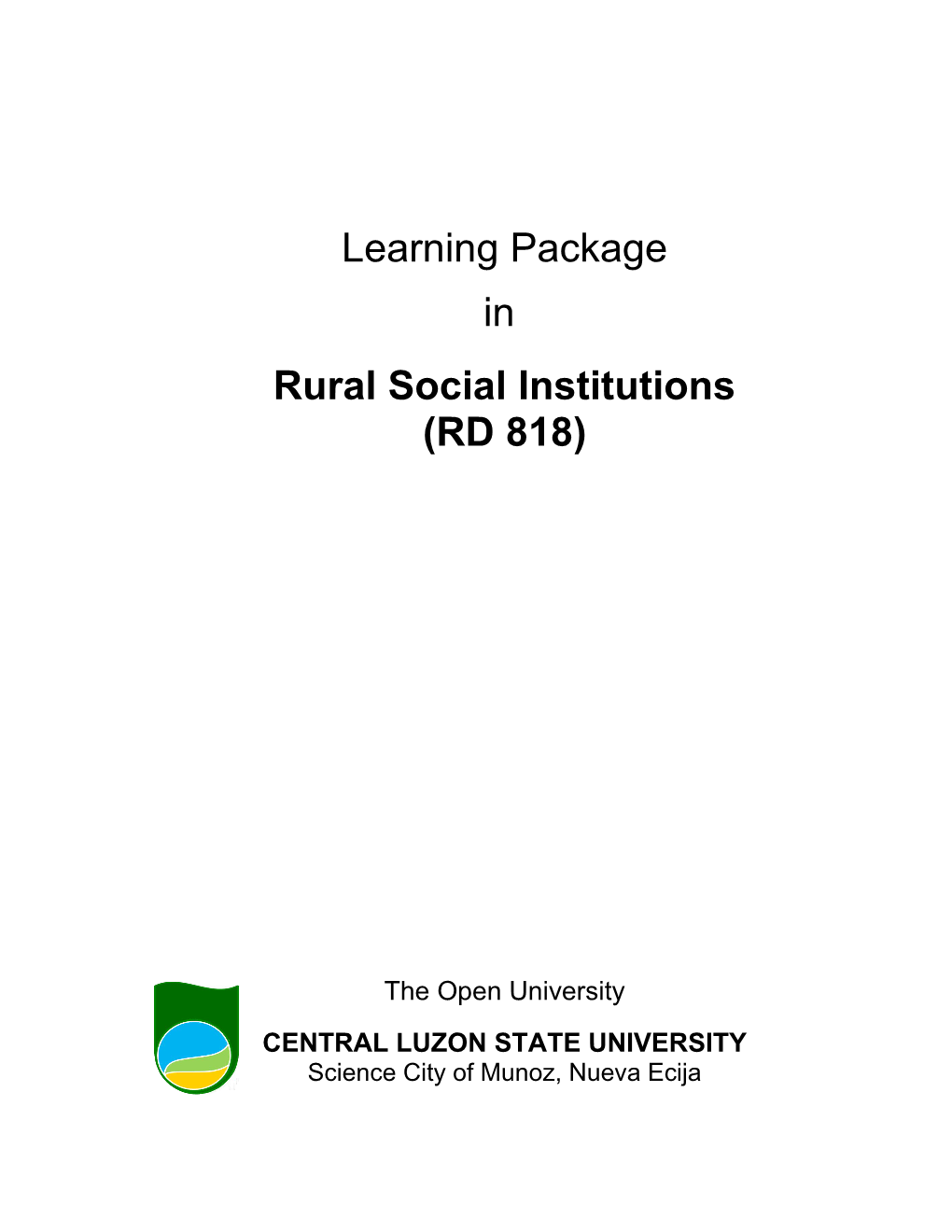 Rd 818 Rural Social Institutions