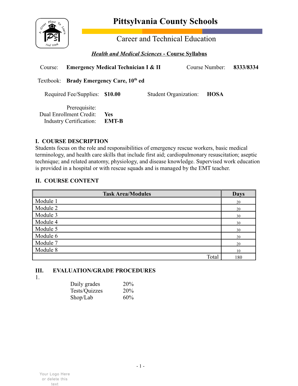 Agricultural Education Course Syllabus