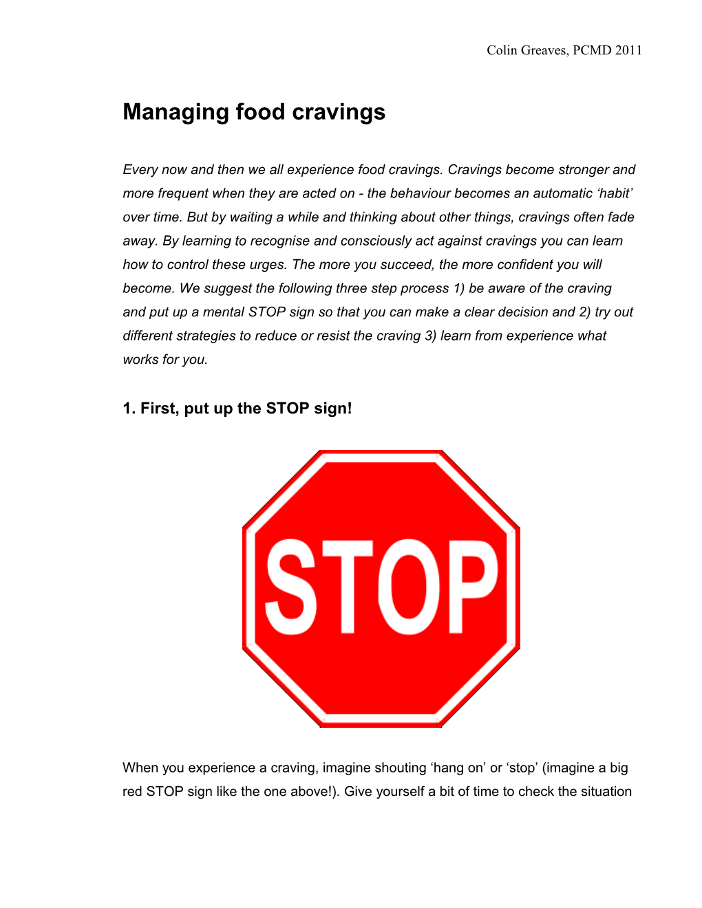 Managing Food Cravings