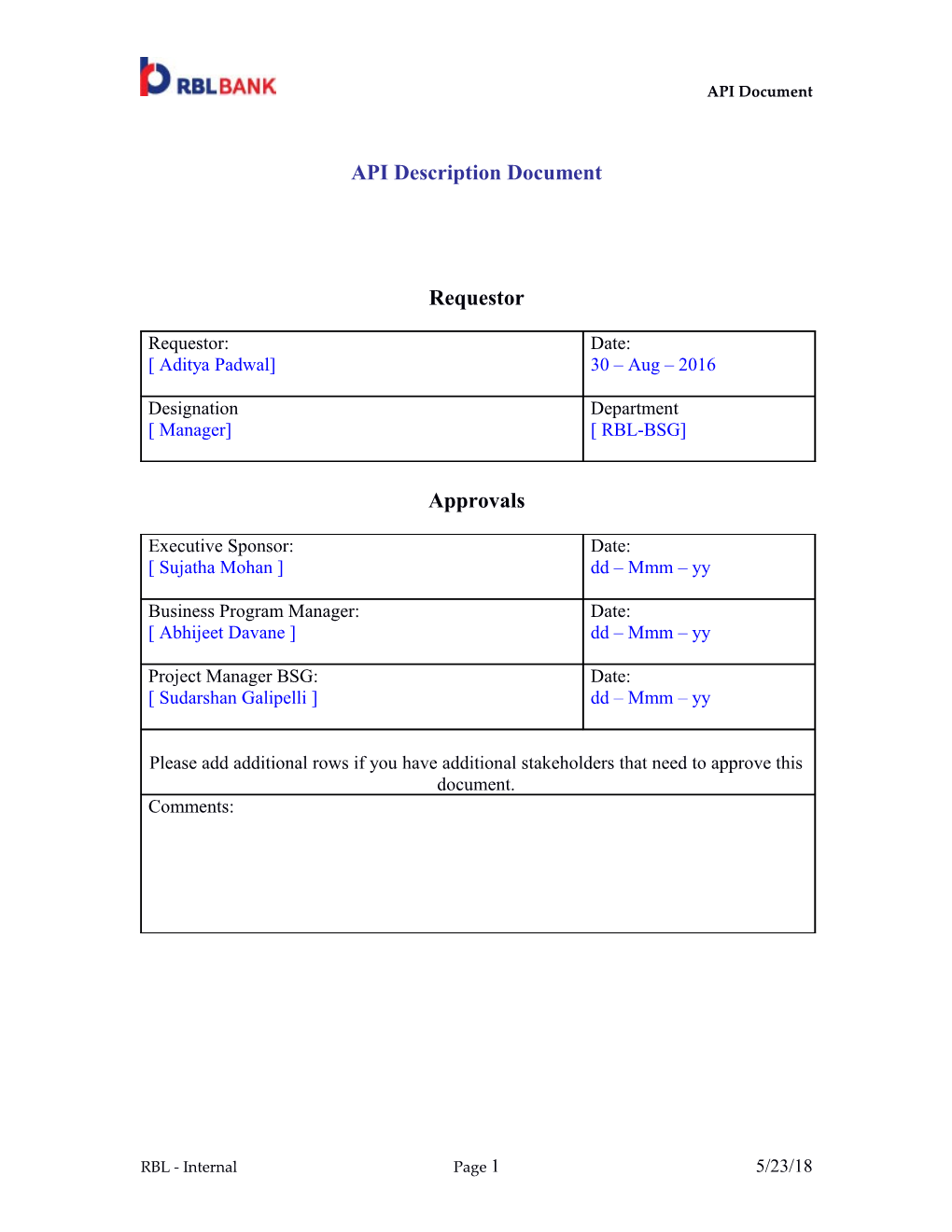 API Description Document