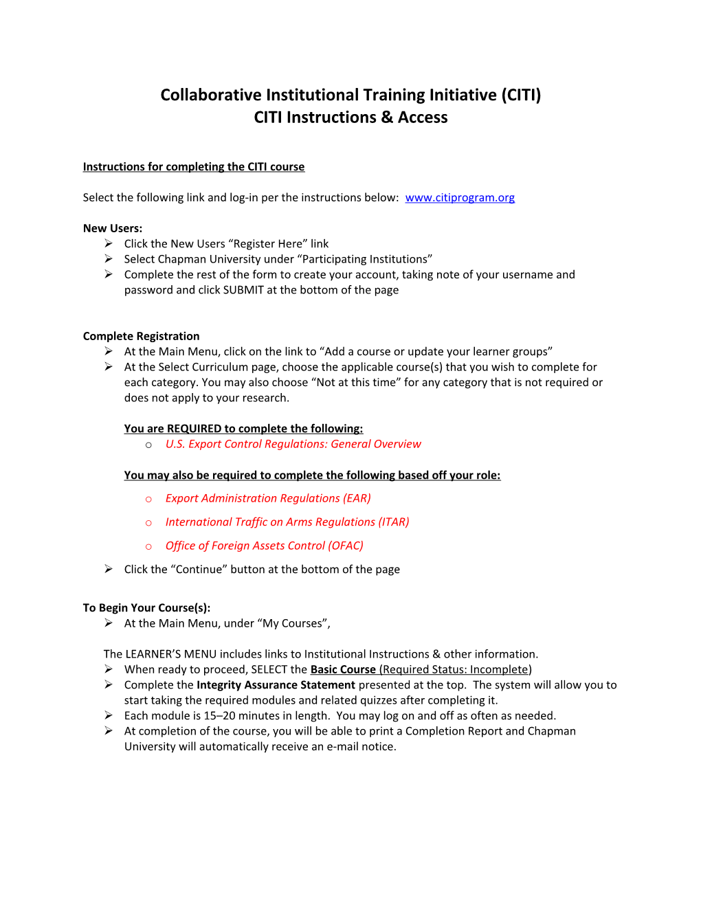 Collaborative Institutional Training Initiative (CITI)