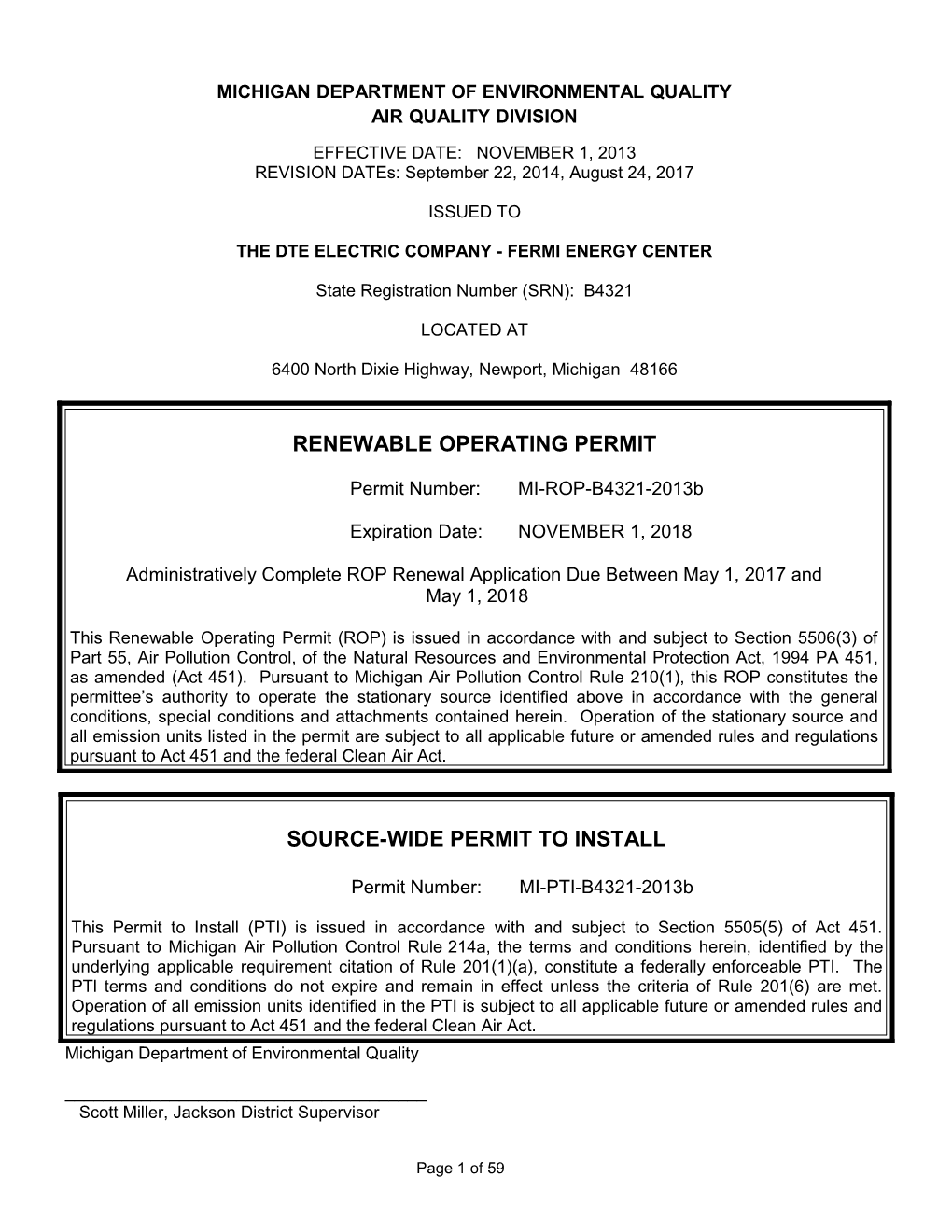 ROP No: MI-ROP-B4321-2013B