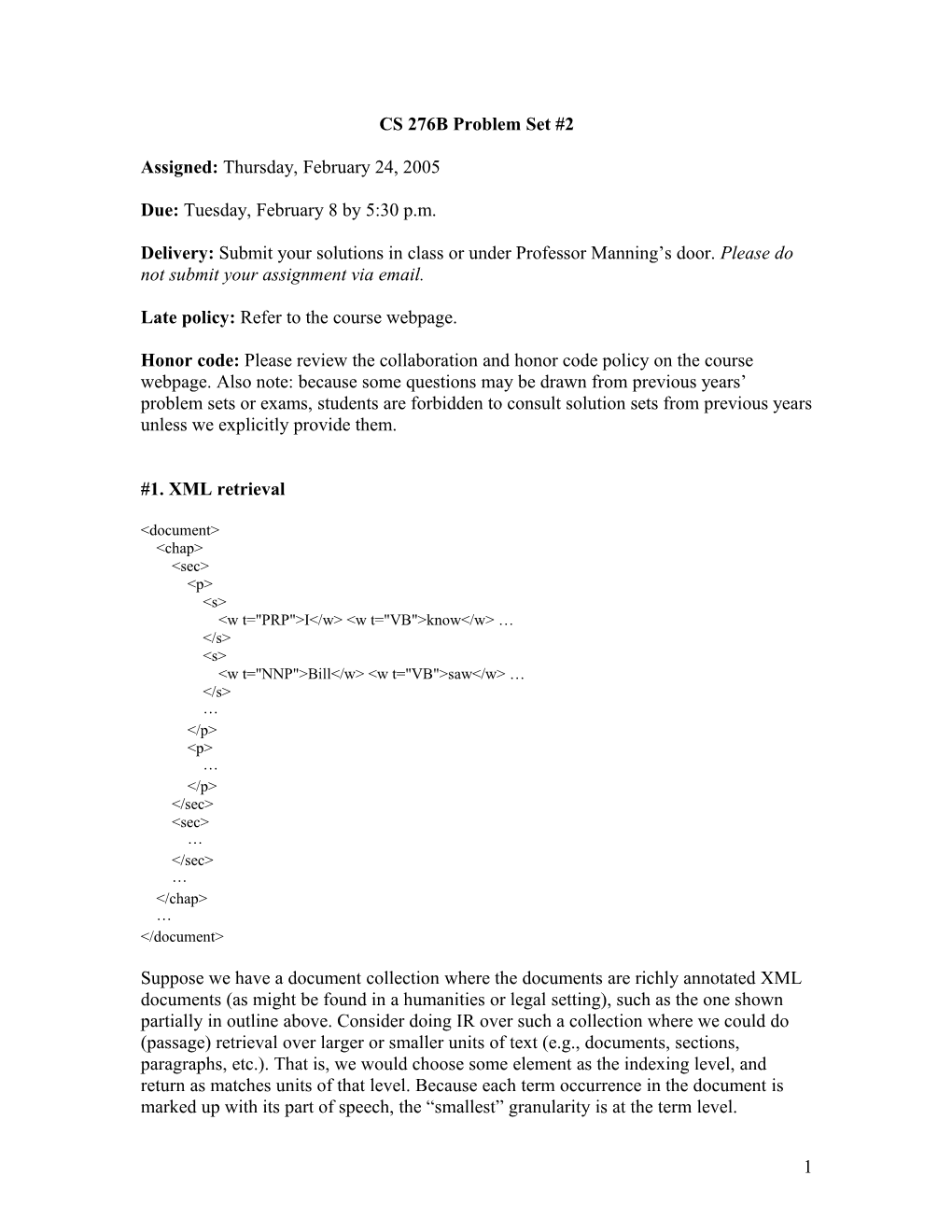 CS 276B Problem Set #2