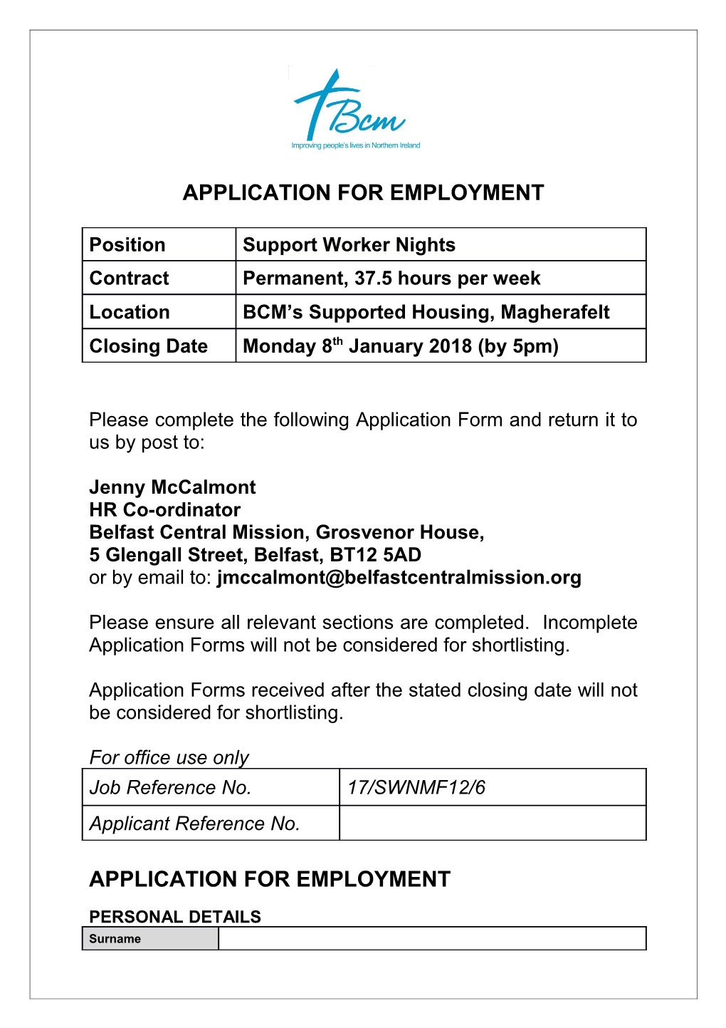 Application for Employment s123