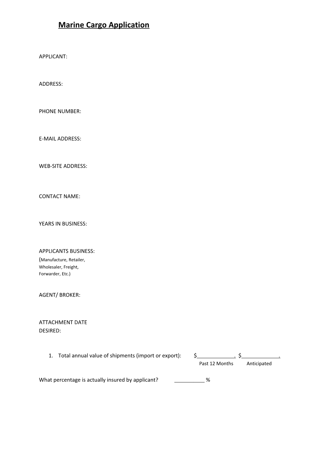 Marine Cargo Application