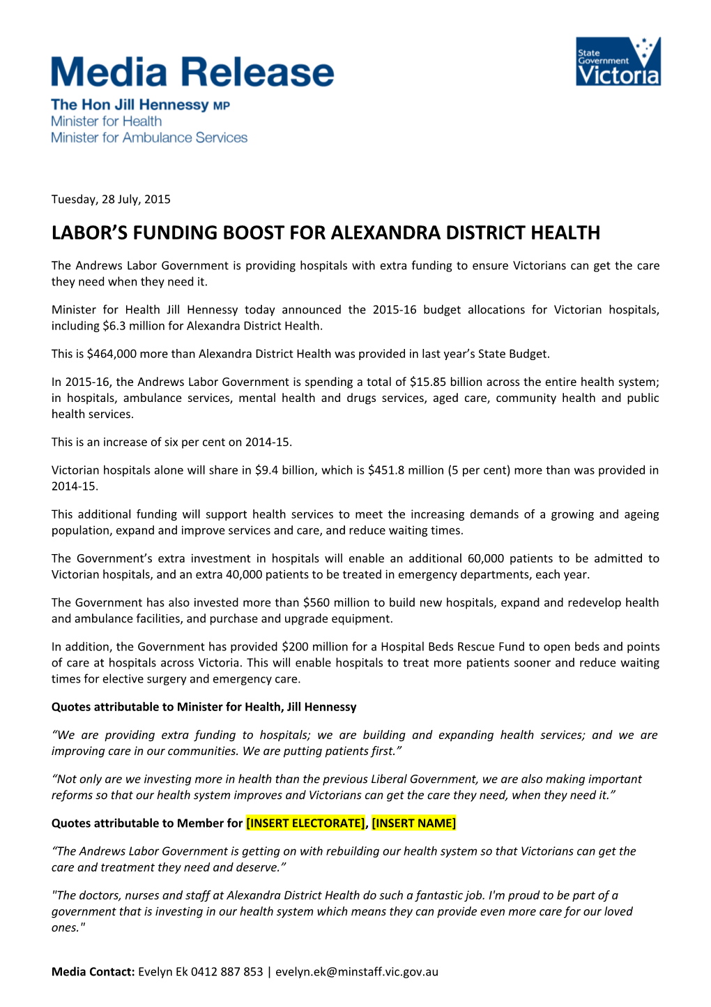 Labor S Funding Boost for Alexandra District Health