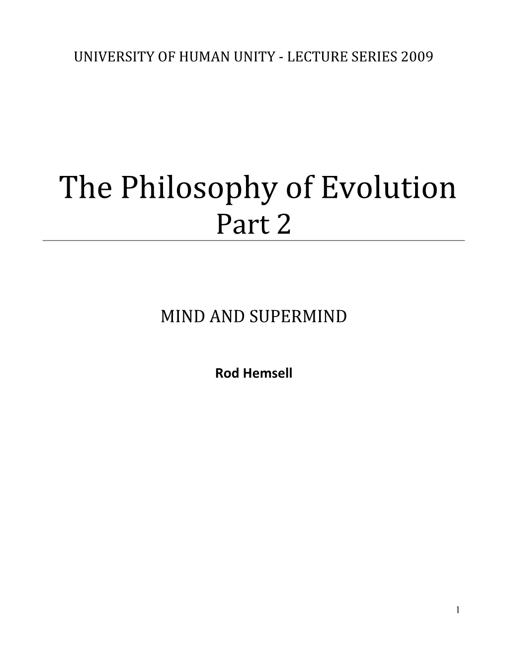 The Philosophy of Evolution Part 2