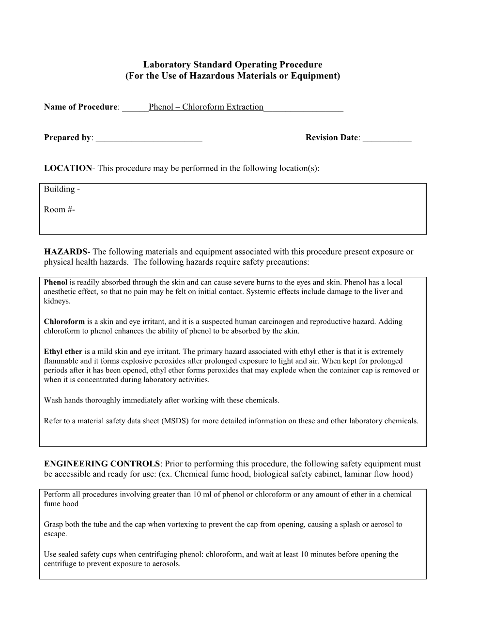 Laboratory Standard Operating Procedure