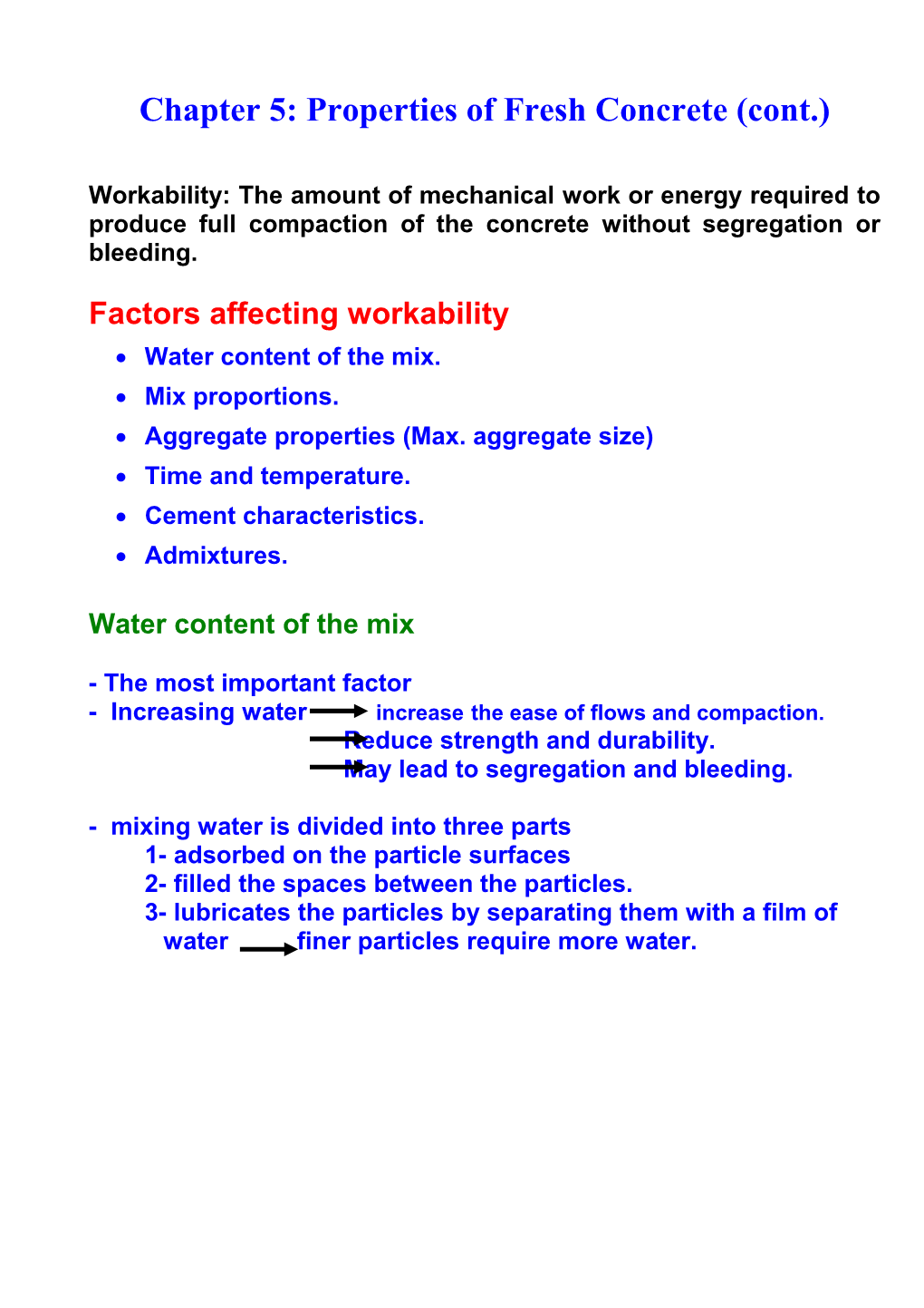 Chapter 5: Properties of Fresh Concrete