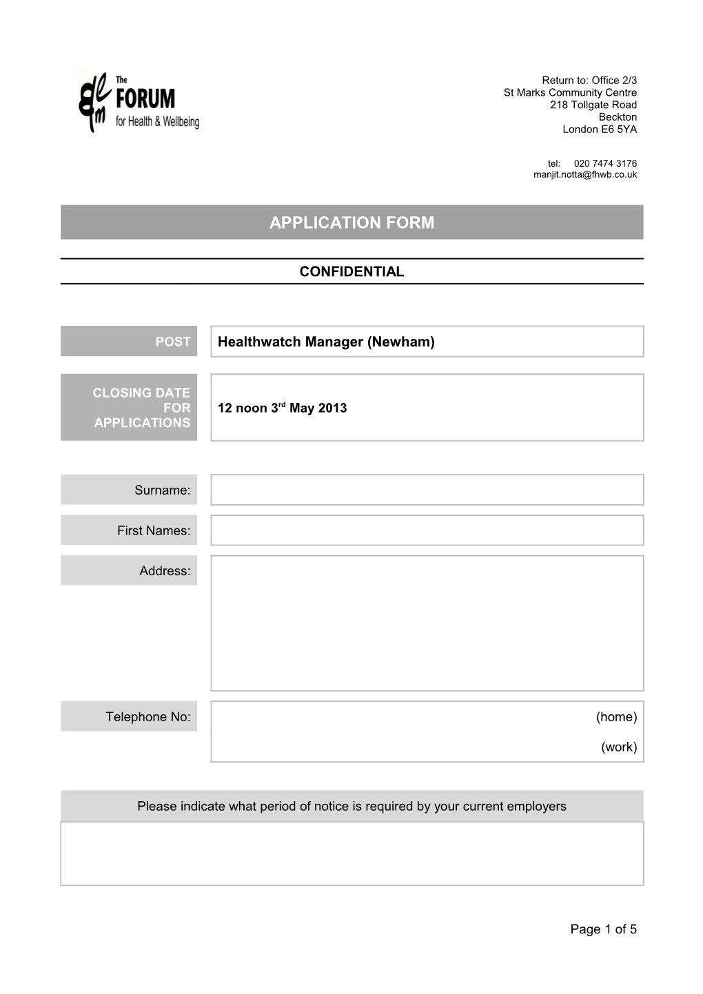Job Application Form s22
