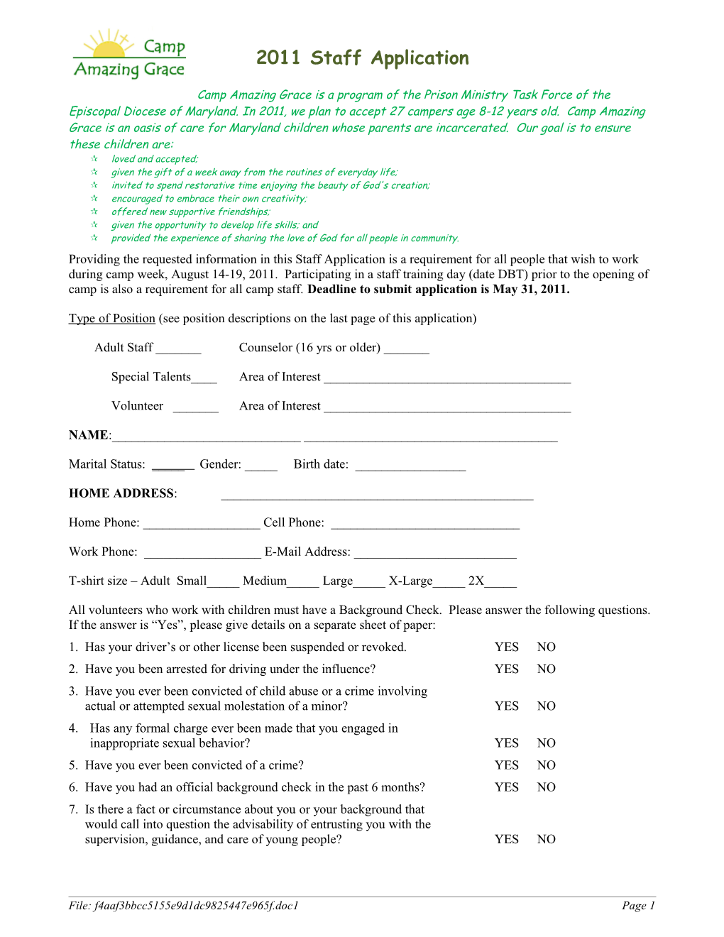 Application for Bishop Claggett Center s1