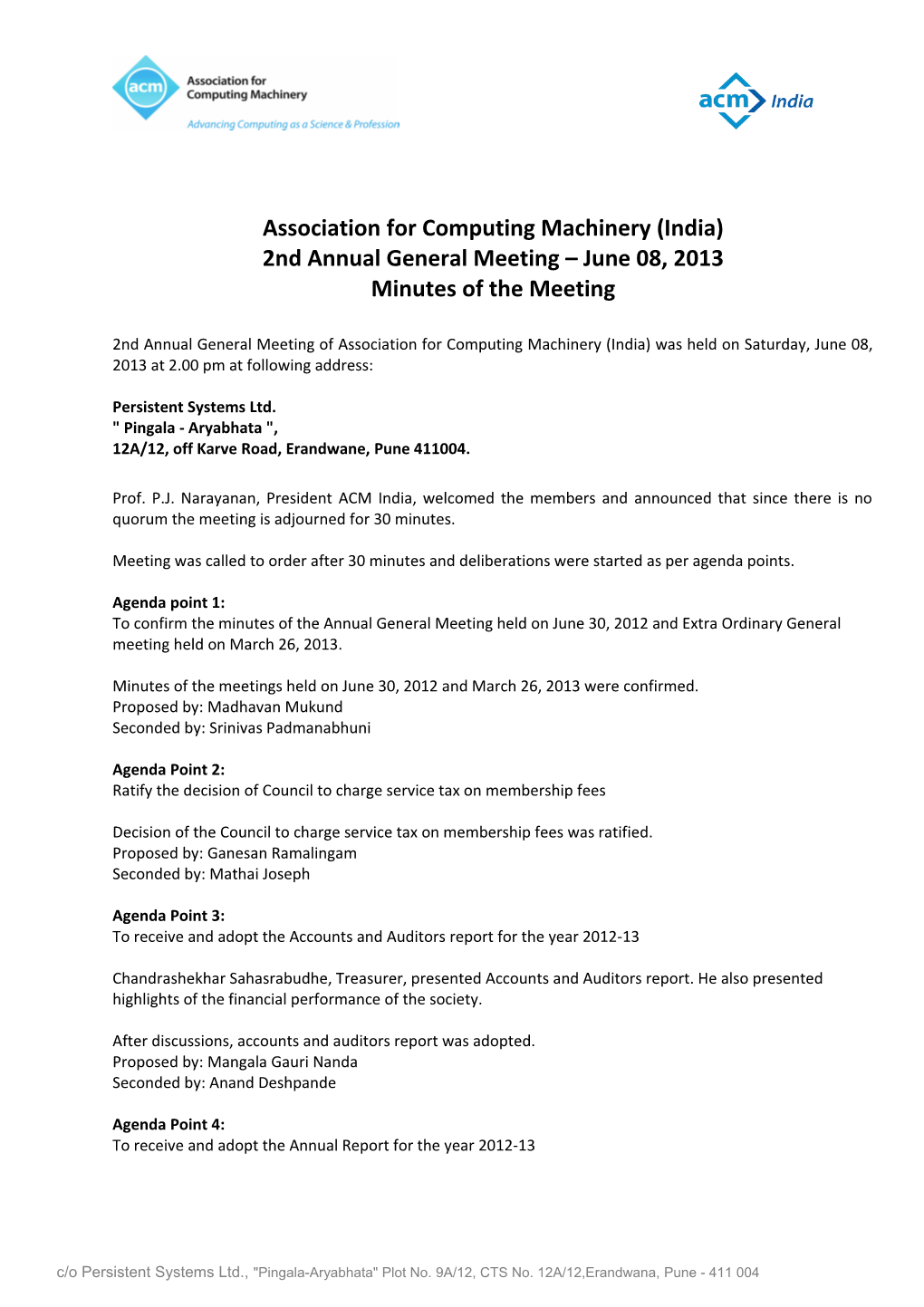 Association for Computing Machinery (India)