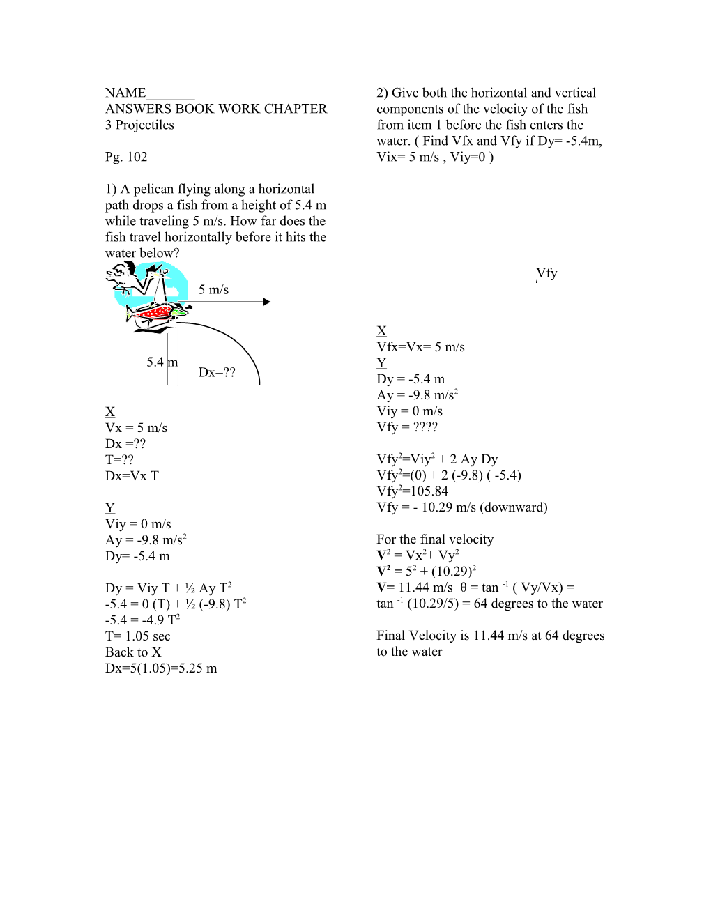 Answers Chapter 3 Bookwork Projectiles